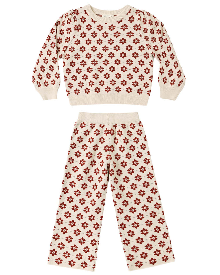 jacquard knit set in poinsettia