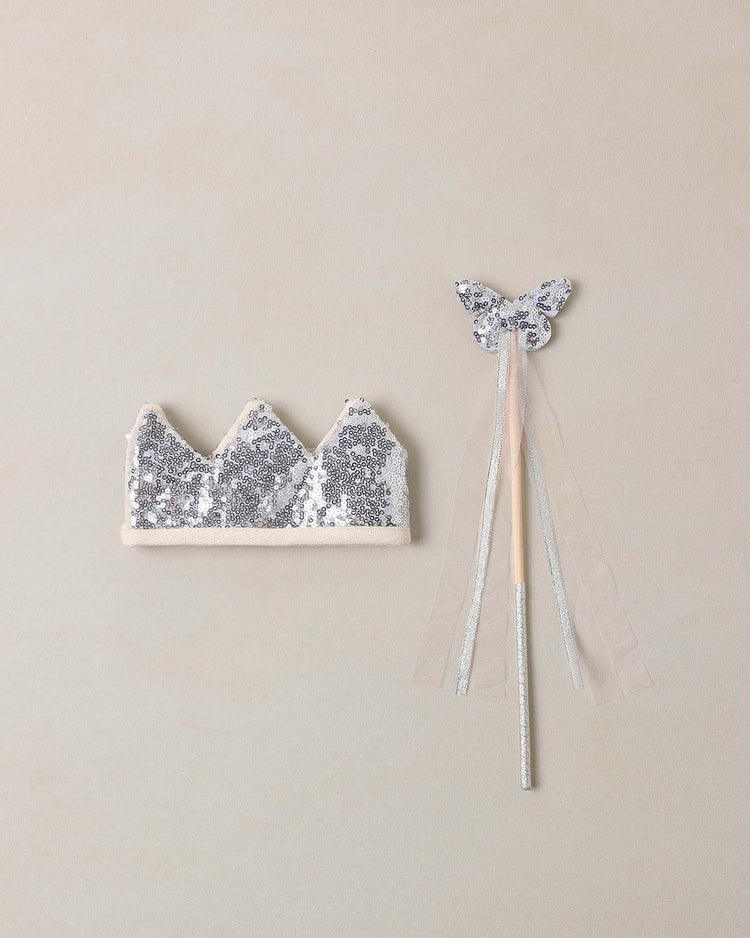 noralee crown + wand in silver sequin kids Little