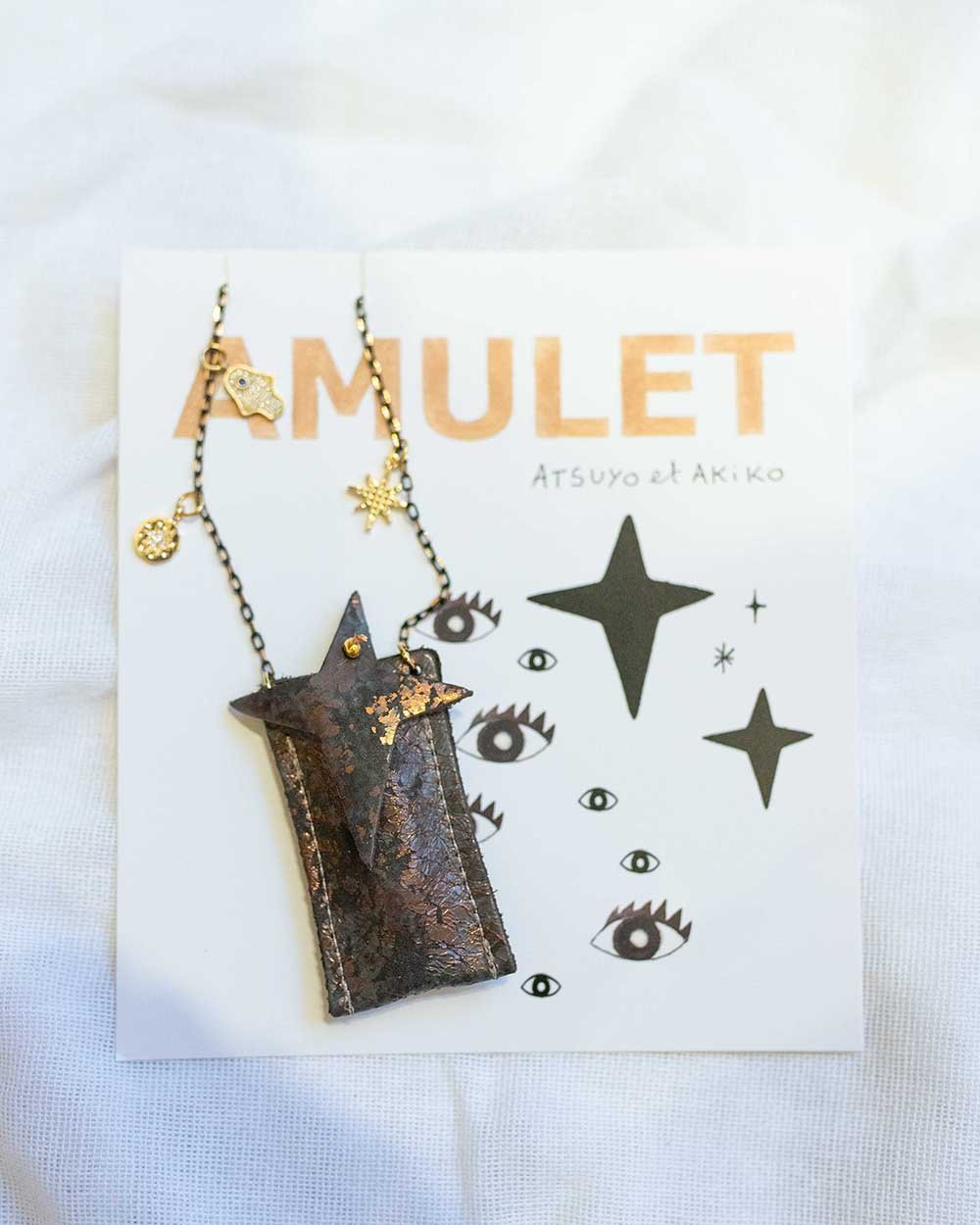 amulet crystal necklace in oxidize bronze