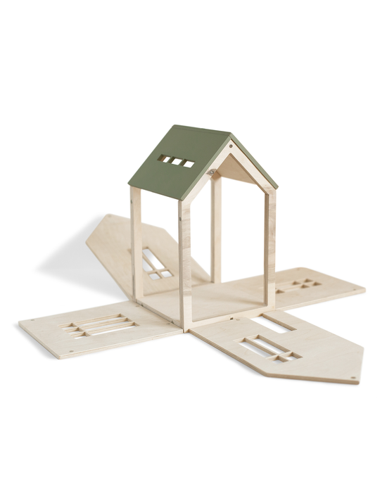 Little babai play large magnetic dollhouse in khaki