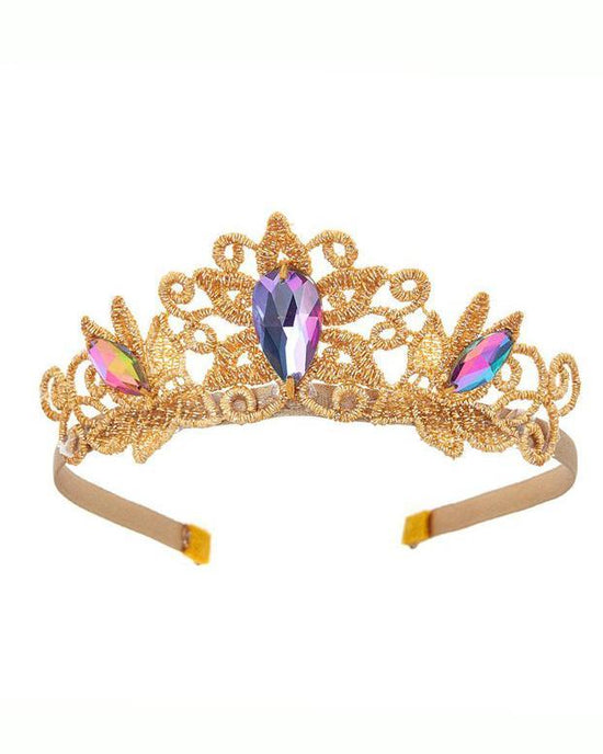 Gold-colored Bailey + Ava Princess Crown with purple gemstones.