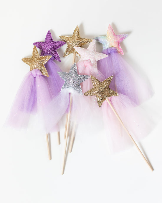 Little bailey + ava play glitter sparkle magic wand in gold + pink
