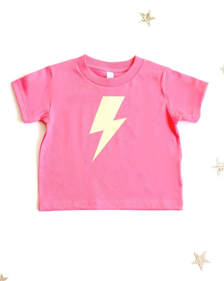 Little bailey + ava accessories lightning bolt tee in pink + gold