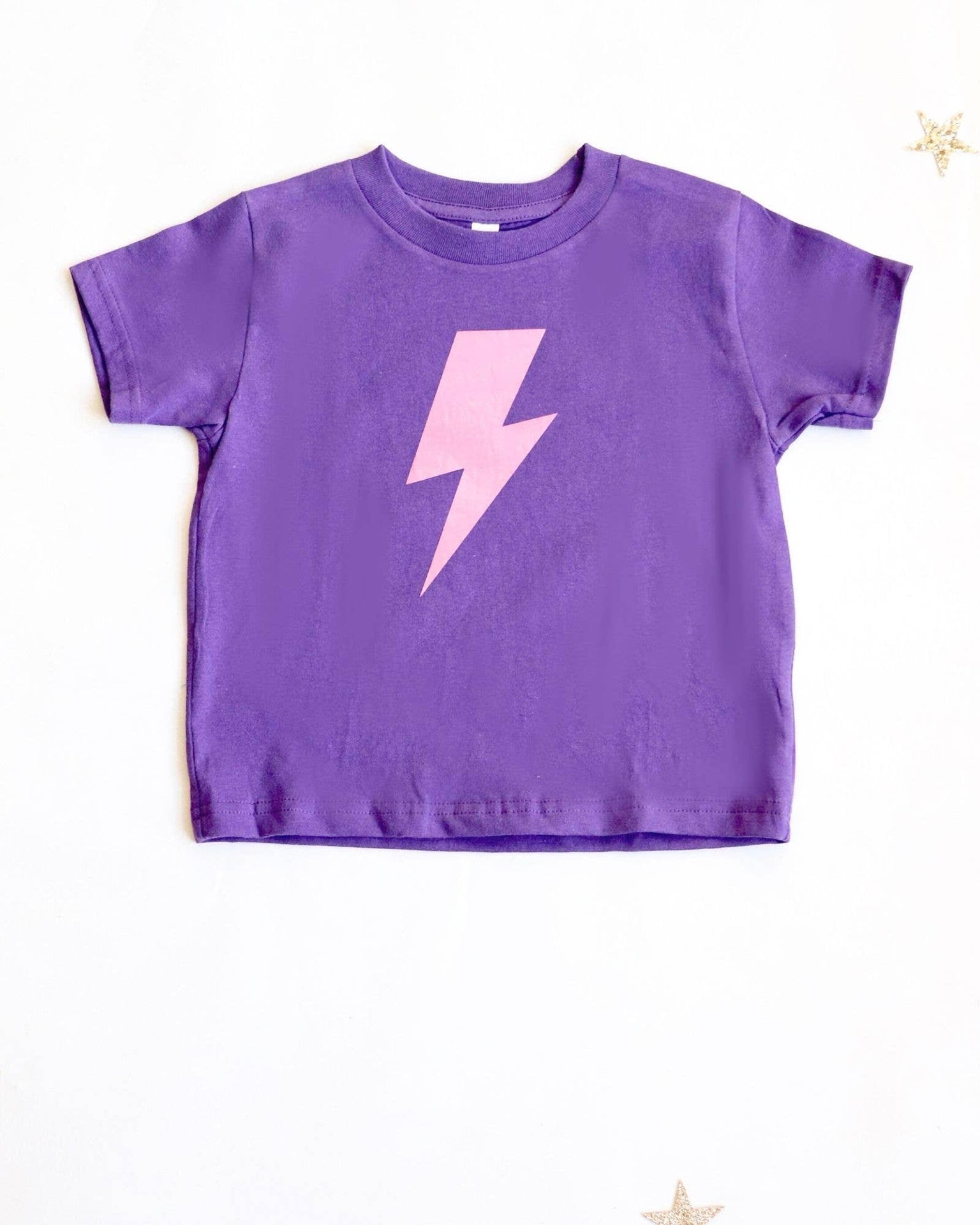 Little bailey + ava accessories lightning bolt tee in purple + gold