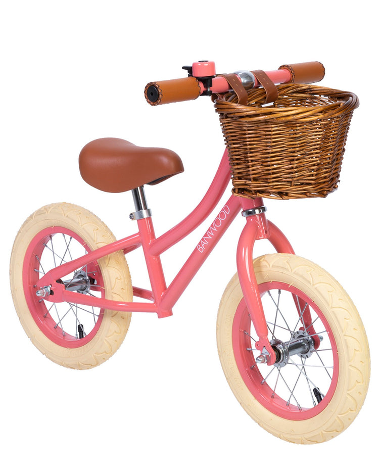 Little banwood play first go! balance bike in coral