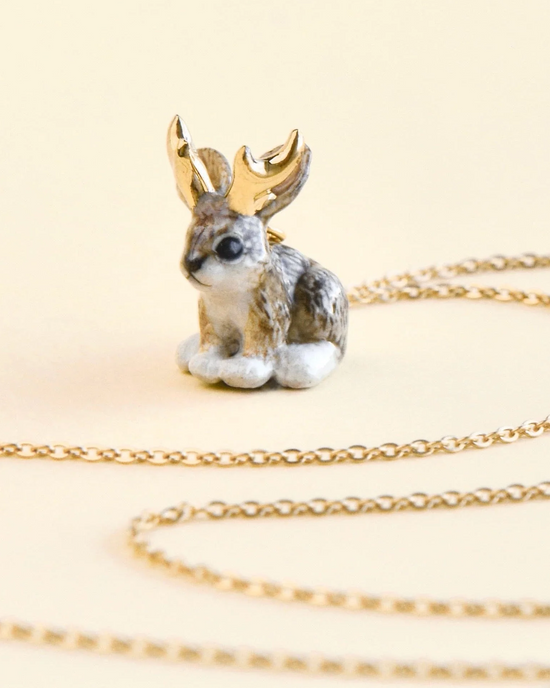 Little camp hollow accessories gold jackalope necklace