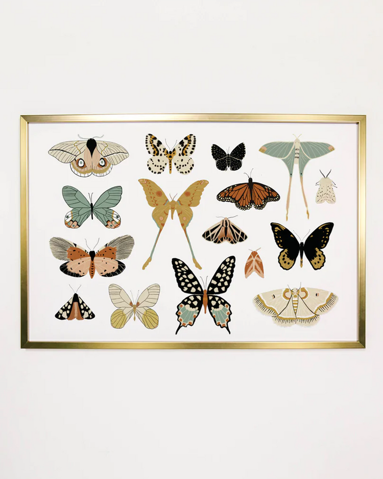 Little clementine kids room butterfly collector landscape art print