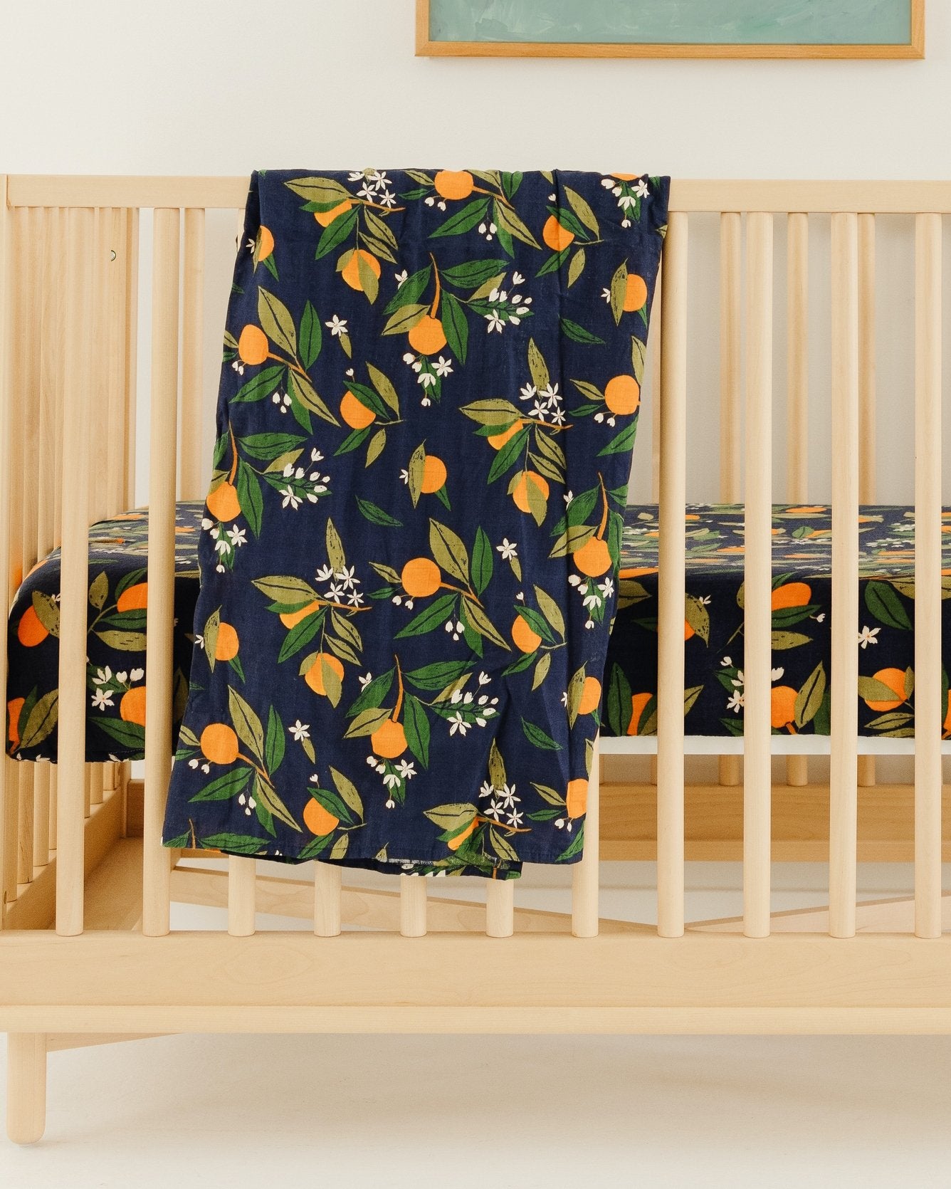 Little clementine kids room orange blossom crib sheet