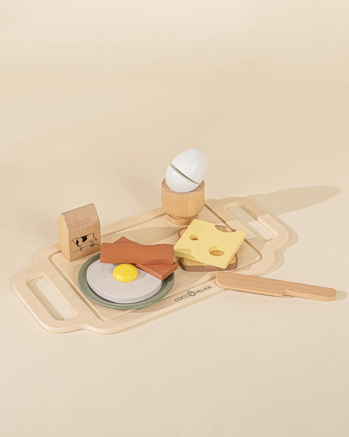 Little coco village play wooden breafast tray set