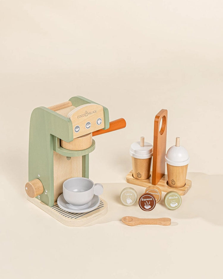 Little coco village play wooden coffee maker set