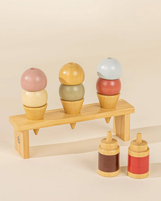Little coco village play wooden ice cream + stand playset