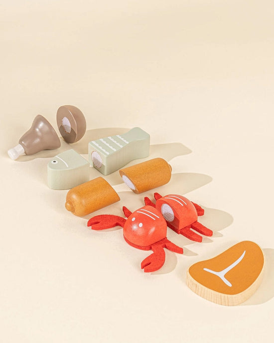 Little coco village play wooden meat + fish playset