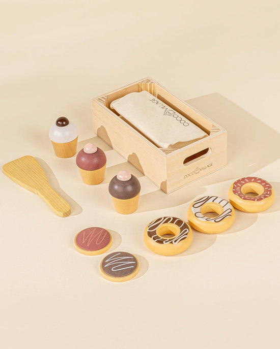 Little coco village play wooden pastries playset