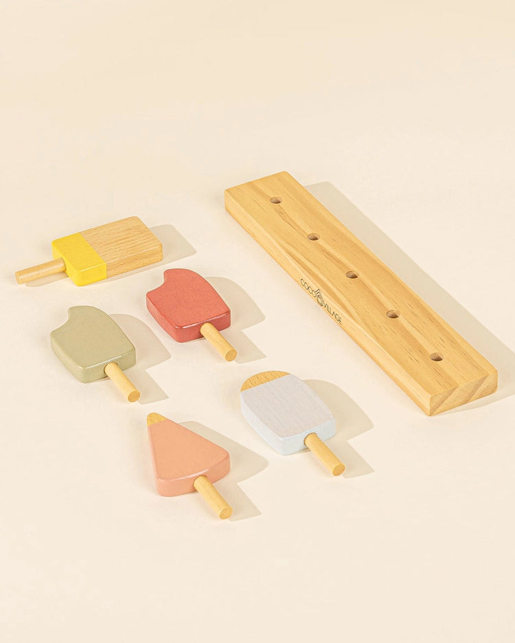 Little coco village play wooden popsicle + stand playset