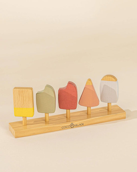 Little coco village play wooden popsicle + stand playset