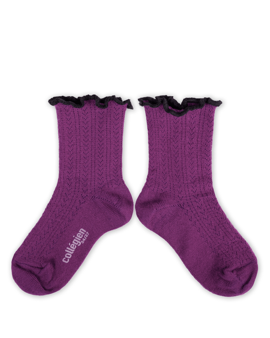 Little collegien accessories ambre pointelle merino socks in cyclamen