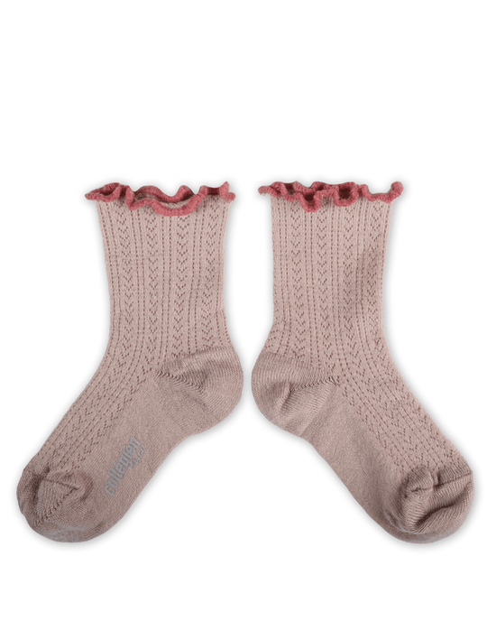 Little collegien accessories ambre pointelle merino socks in vieux rose