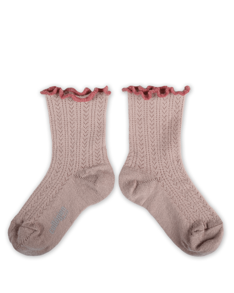 Little collegien accessories ambre pointelle merino socks in vieux rose