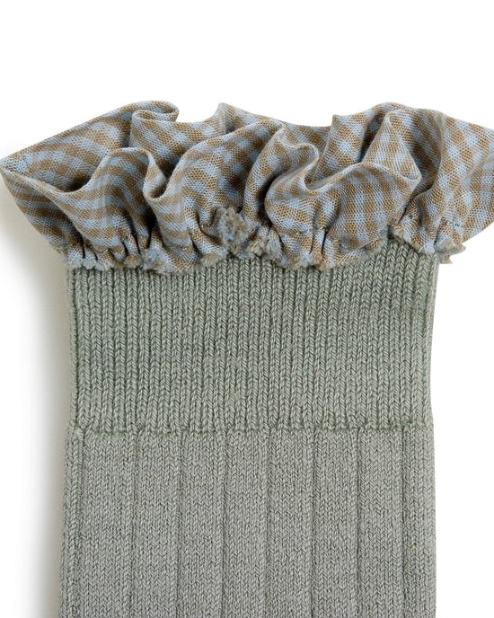 Little collegien accessories gingham ruffle knee highs in aigue marine