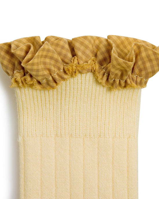 Little collegien accessories gingham ruffle knee highs in vanille