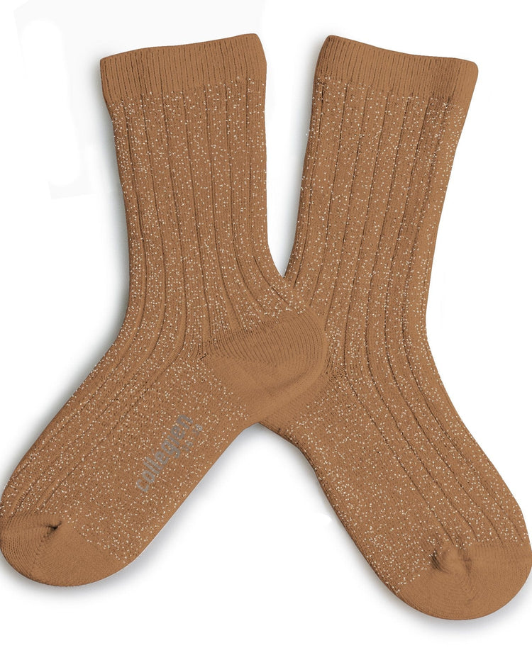 Little collegien accessories glittery socks in caramel au beurre salé