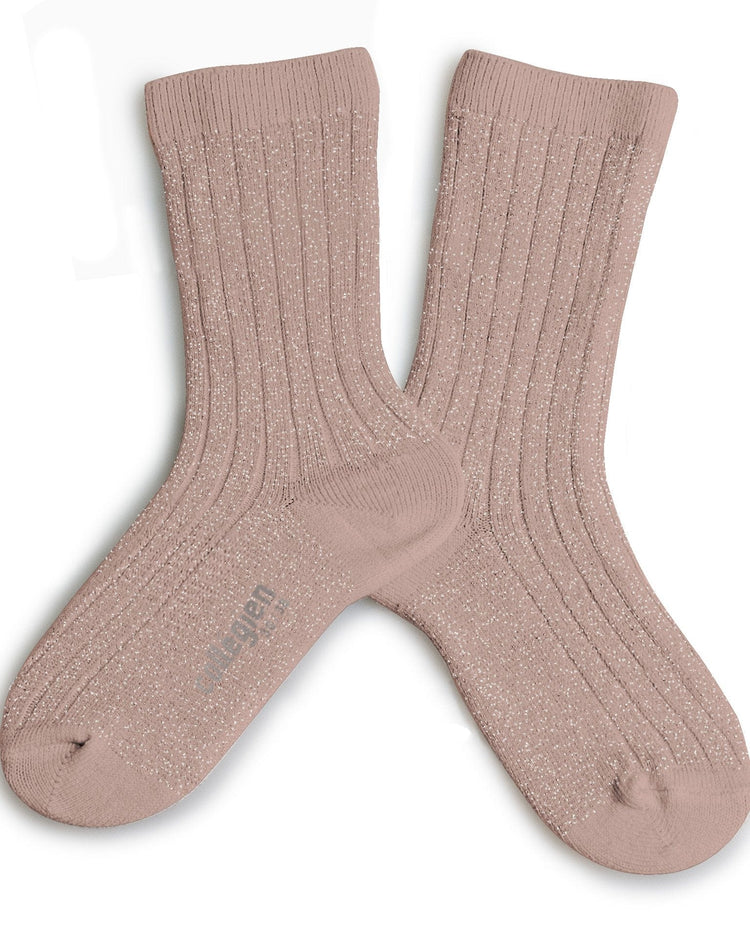 Little collegien accessories glittery socks in vieux rose