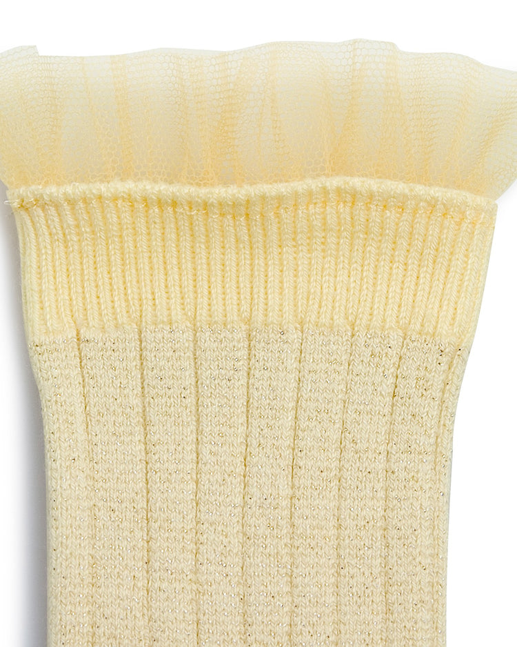Little collegien accessories glittery tulle socks in vanille