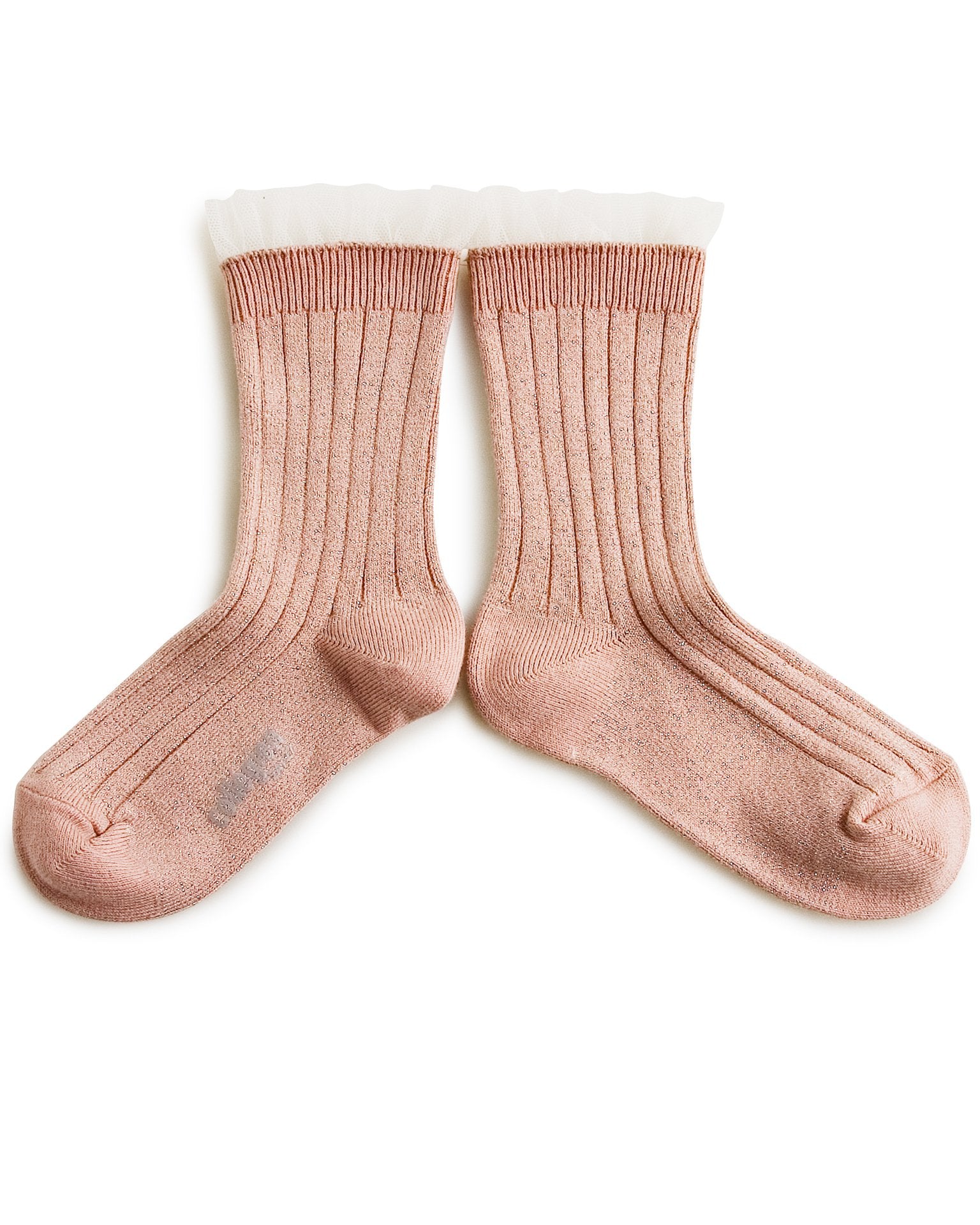 Little collegien accessories glittery tulle socks in vieux rose