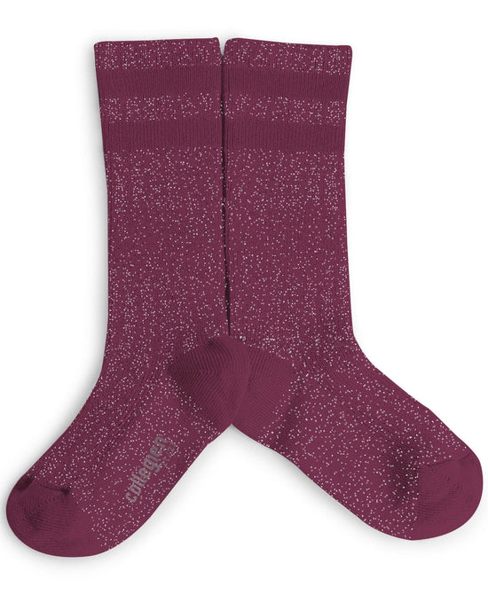 Little collegien accessories glittery varsity knee high socks in framboise