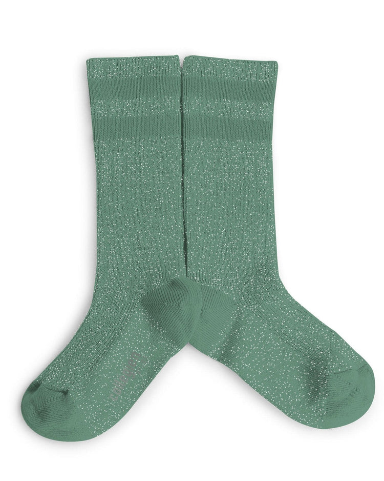 Little collegien accessories glittery varsity knee highs in celadon
