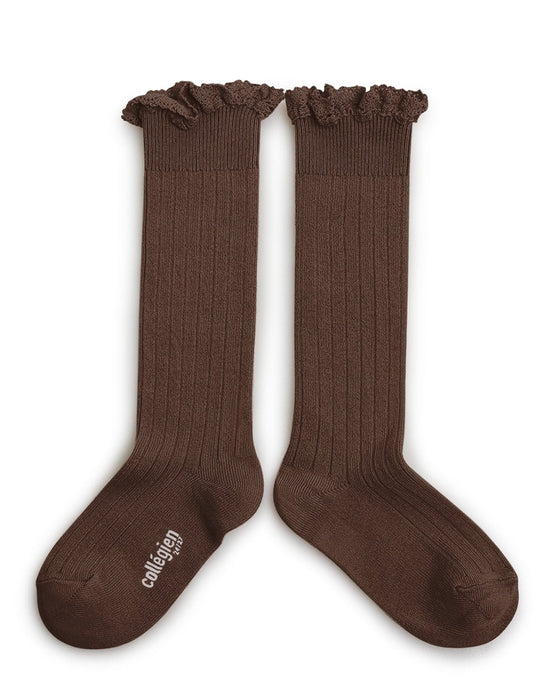 Little collegien accessories joséphine knee socks in chocolat au lait