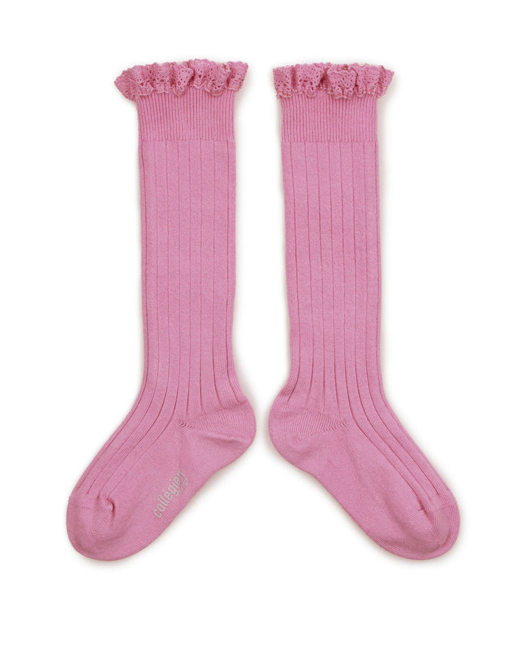 Little collégien accessories joséphine knee socks in rose bonbon