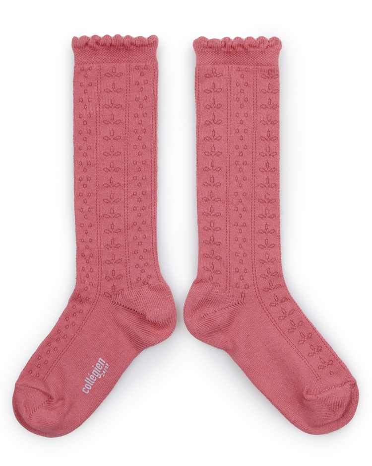 Little collegien accessories juliette organic knee socks in rose litchi