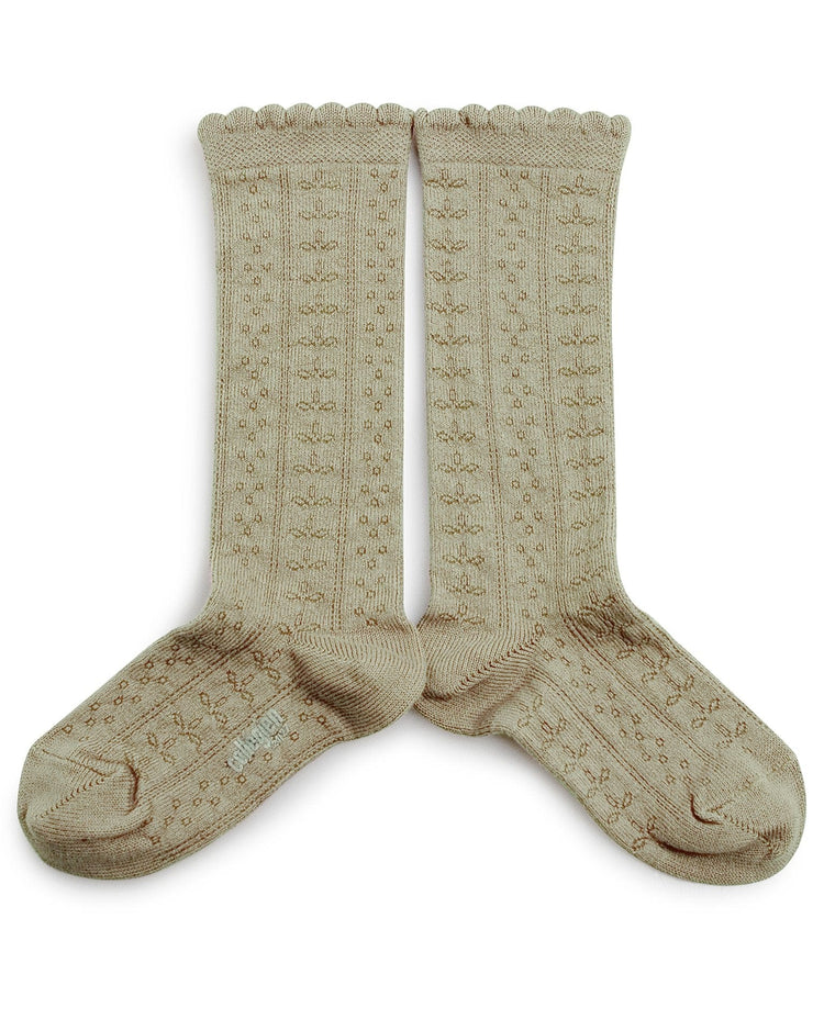 Little collegien accessories organic pointelle knee high socks in aigue marine