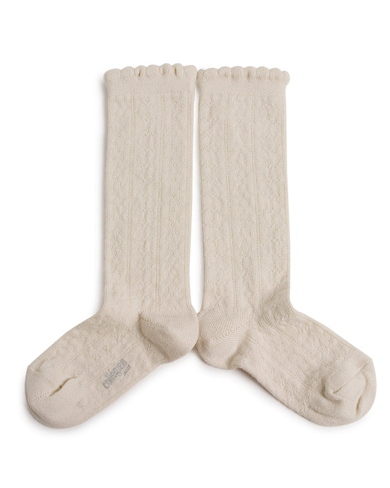 Little collegien accessories organic pointelle knee high socks in doux agneaux