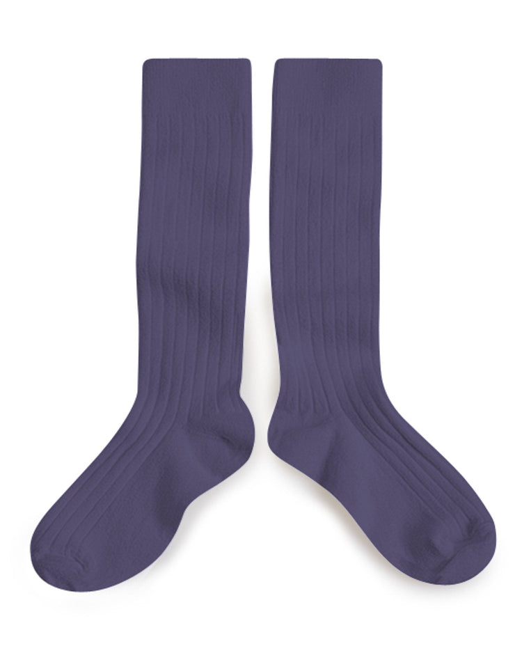 Little collegien accessories plain ribbed knee high socks in fleur de lavande