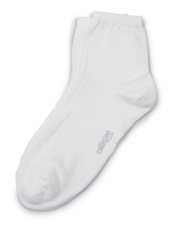 Little collegien accessories pointelle ankle socks in blanc neige
