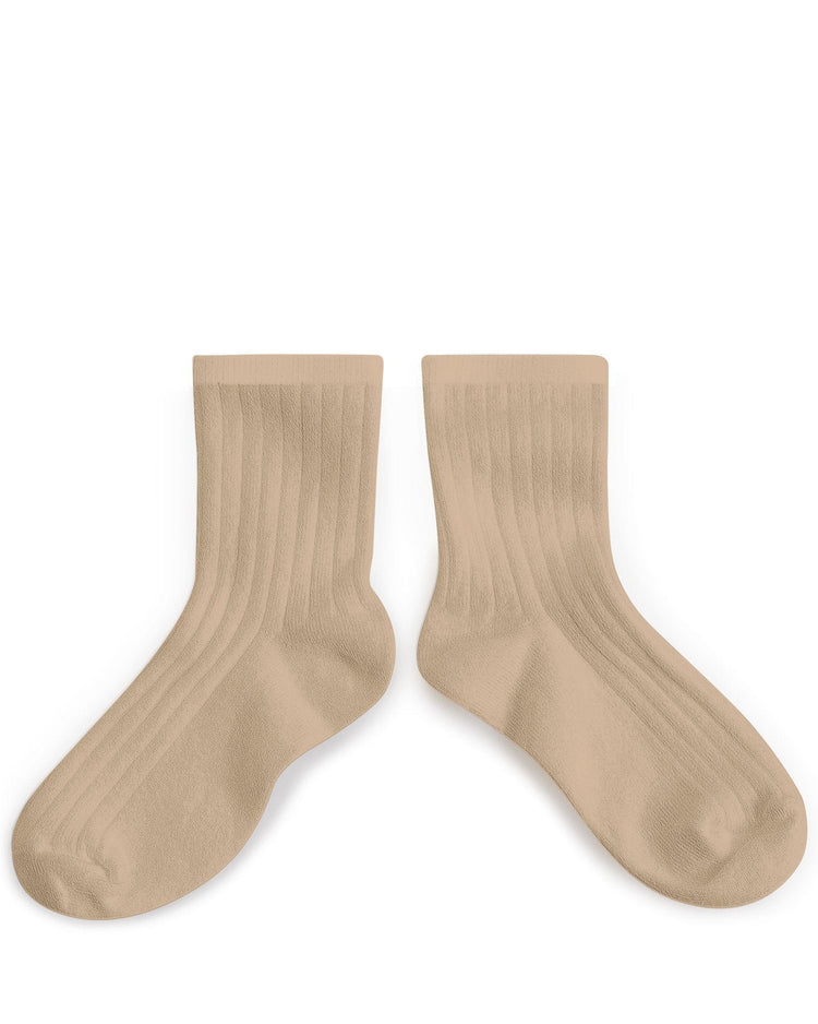 Little collegien accessories ribbed ankle socks in petite taupe