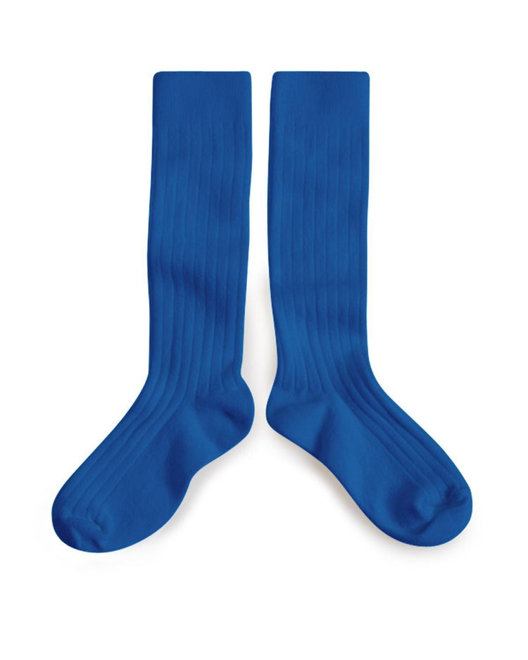 Little collegien accessories 18/20 ribbed knee high socks in bleu cobalt