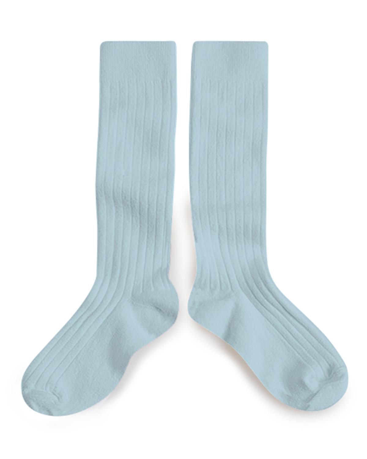 Little collegien accessories 18/20 ribbed knee high socks in bleu de pastel