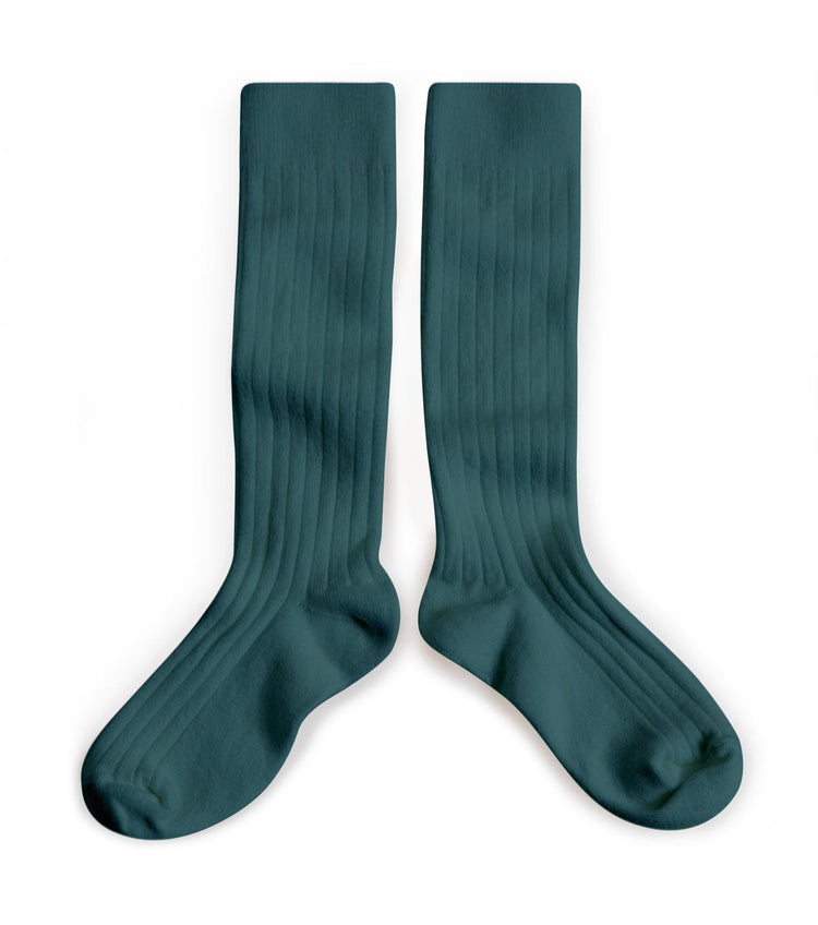 Little collegien accessories 18/20 ribbed knee high socks in fond marin