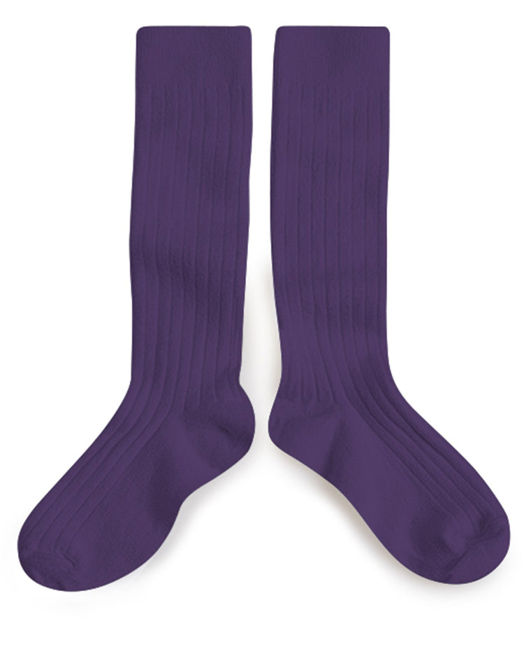 Little collegien accessories ribbed knee high socks in iris de provence