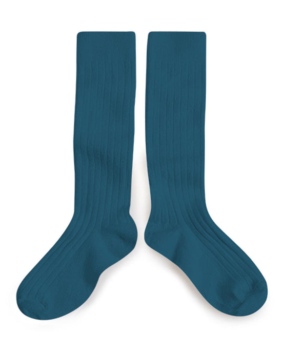 Little collegien accessories 18/20 ribbed knee high socks in joli paon
