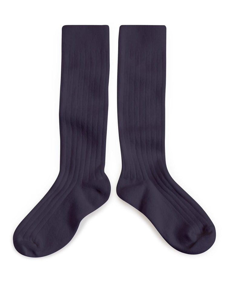 Little collegien accessories 18/20 ribbed knee high socks in nuit etoilee