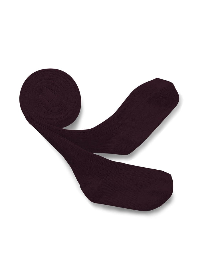 Little collegien accessories 18m ribbed tights in aubergine