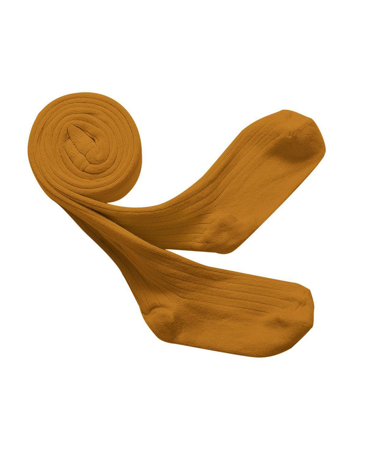 Little collegien accessories ribbed tights in moutarde de dijon