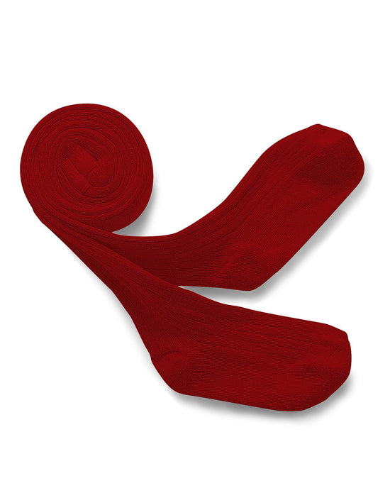 Little collegien accessories ribbed tights in rouge carmin