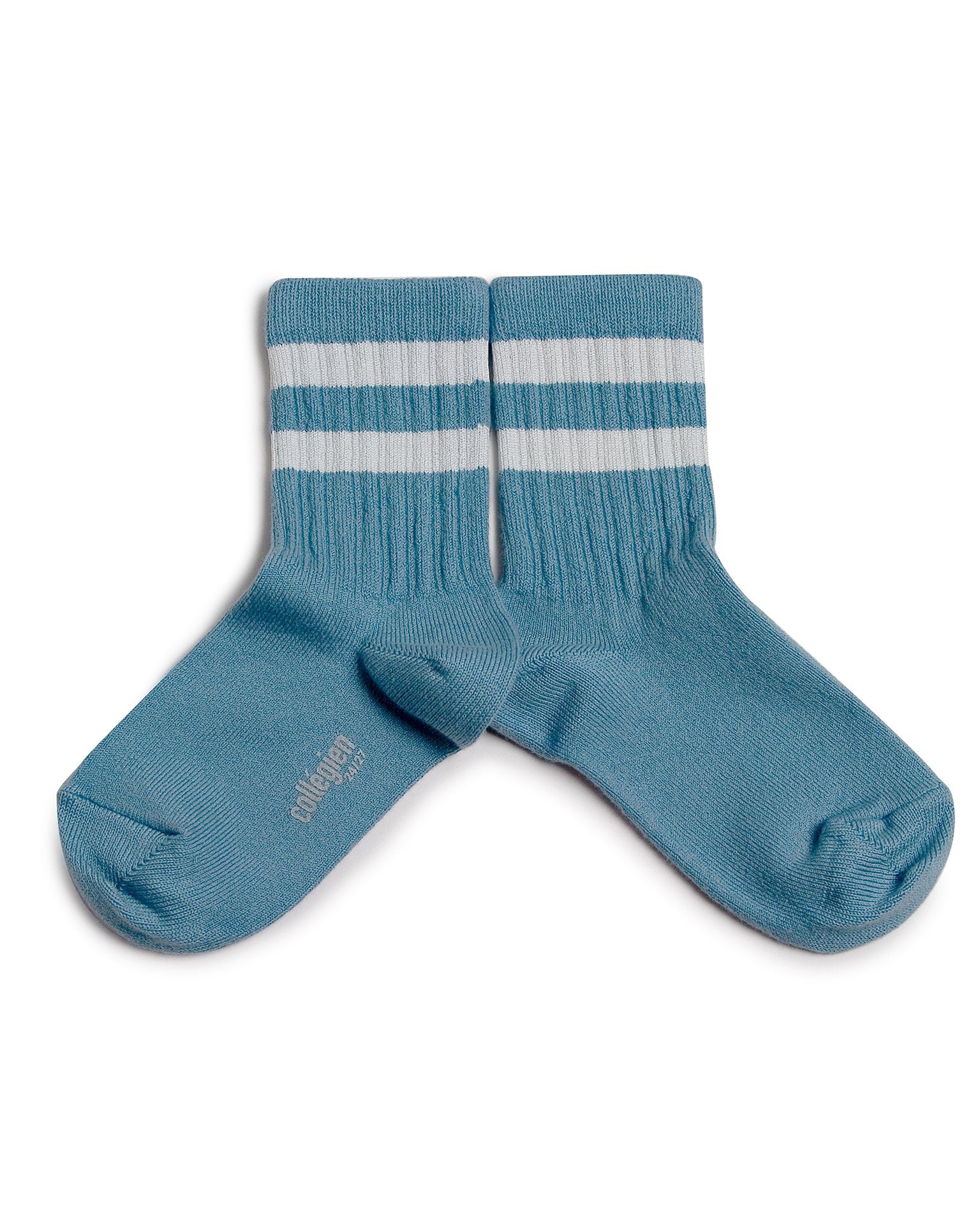 Little collegien accessories ribbed varsity socks in bleu azur