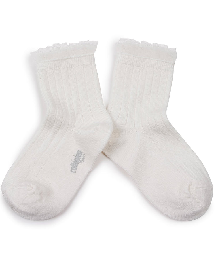 Little collegien accessories tulle ankle socks in blanc neige