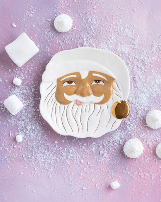Little glitterville paper + party brown papa noel cookie plate